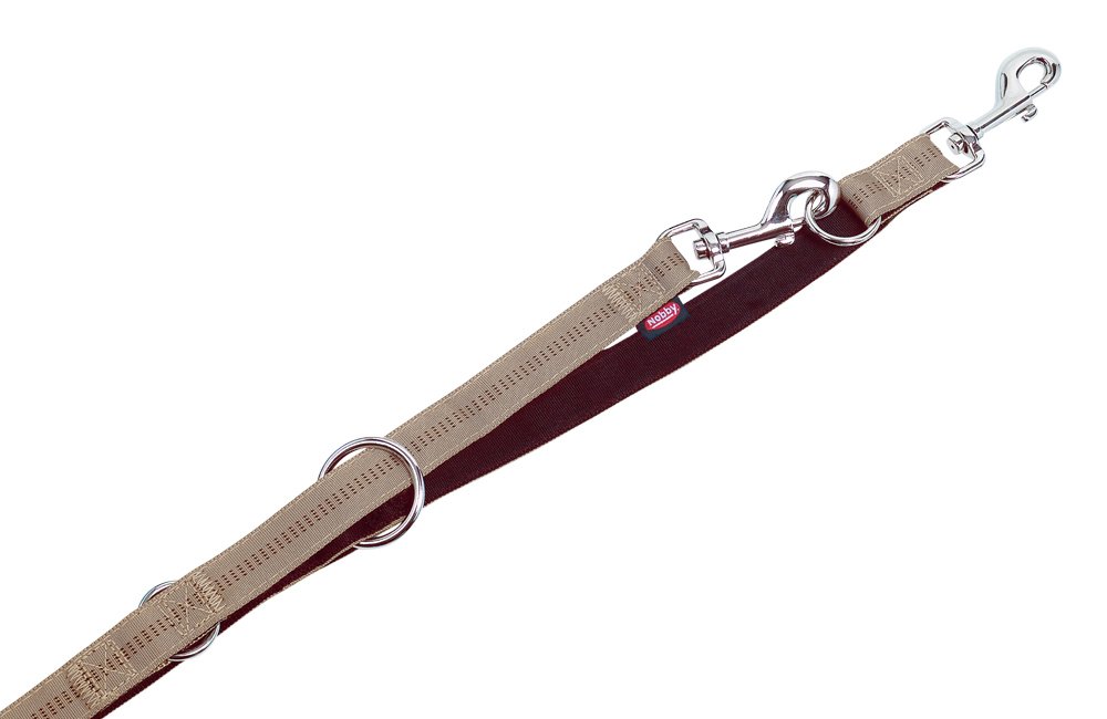 Nobby Soft Grip Dog Leash, 200 cm/25 mm, Beige/Chocolate