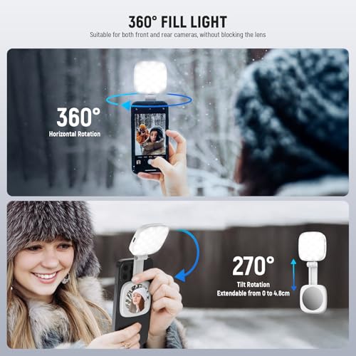 NEEWER BASICS Magnetic Selfie Light Compatible with MagSafe iPhone, CRI95 700lx/0.3 m Ring Light Folding LED Phone with Stand/Mirror for Zoom Makeup Photo Shooting Video Conference, White NL48B