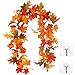 Whaline Artificial Autumn Maple Leaves Garland, Fall Hanging Plant for Home Garden Wall Doorway Fireplace Decoration Wedding Party Thanksgiving Day Decor, 6 ft