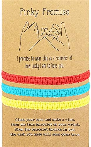Waterproof BFF Bracelets for 3 Best Friend Long Distance Matching Friendship Pinky Promise Relationship String Wish Bracelets/Anklets Jewelry Gifts for Bestie Sister Red Blue Yellow