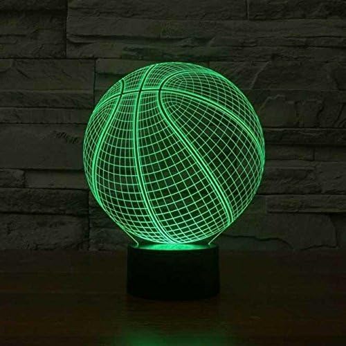 3D LED Basketball Night Light Table Desk Lamp 7 Color Illusion Decoration Creative Gifts Sports Toys Christmas NBA Household Home Accessories Furniture Round Shape Colorful Glows Touch Switch