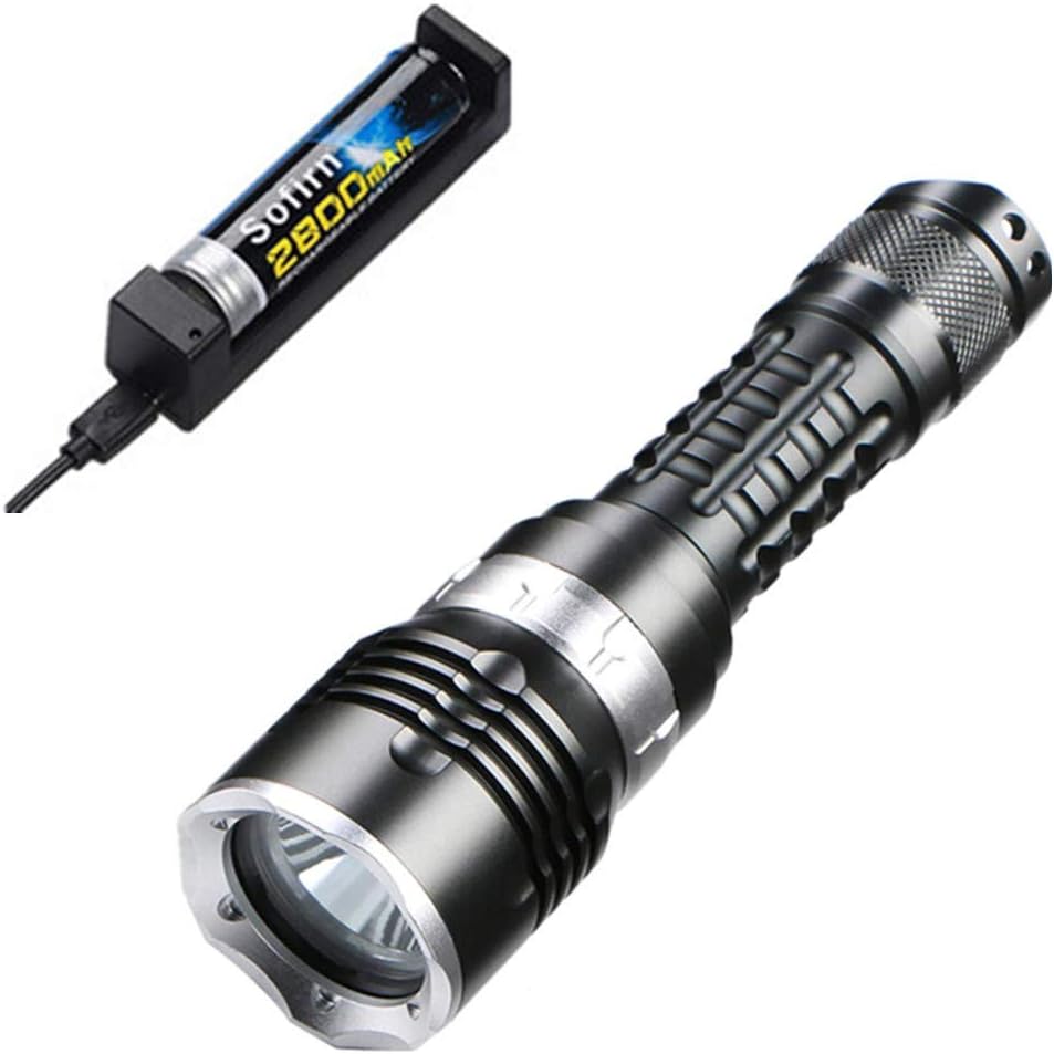 Scuba Diving Flashlight, Sofirn MS1 CREE XML2 LED 1000 Lumen, Underwater Waterproof Light with Rechargeable 18650 Battery and USB Charger