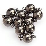 ILOVEDIY 10 Sets Gun Black Round Strong Magnetic Bracelet Necklace Clasps 8mm