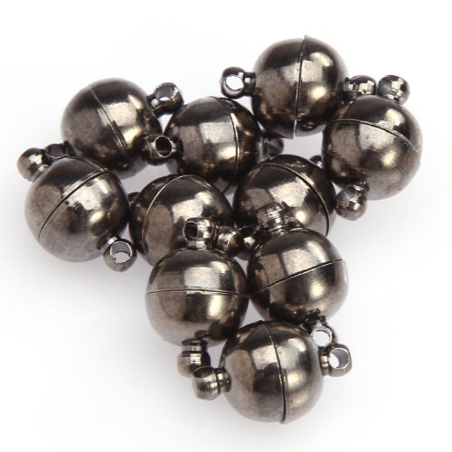 ILOVEDIY 10 Sets Gun Black Round Strong Magnetic Bracelet Necklace Clasps 8mm