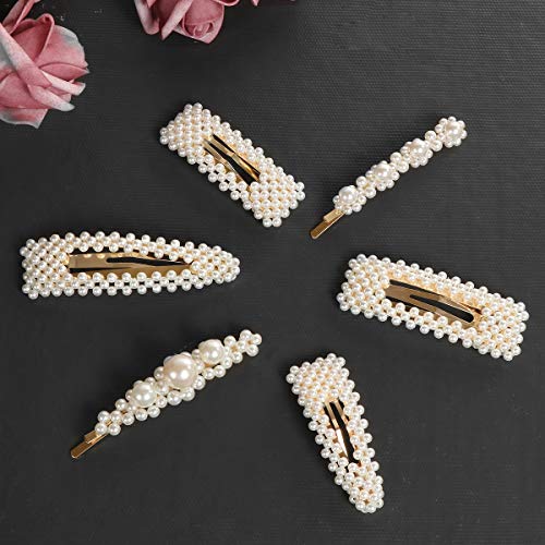 Pearl Hair Clip for Women Hair Pins for Girls Ties for Birthday Valentines Day Gifts Wedding Bridal Bridesmaid Ornaments Barrette Styling Tools (6pcs)
