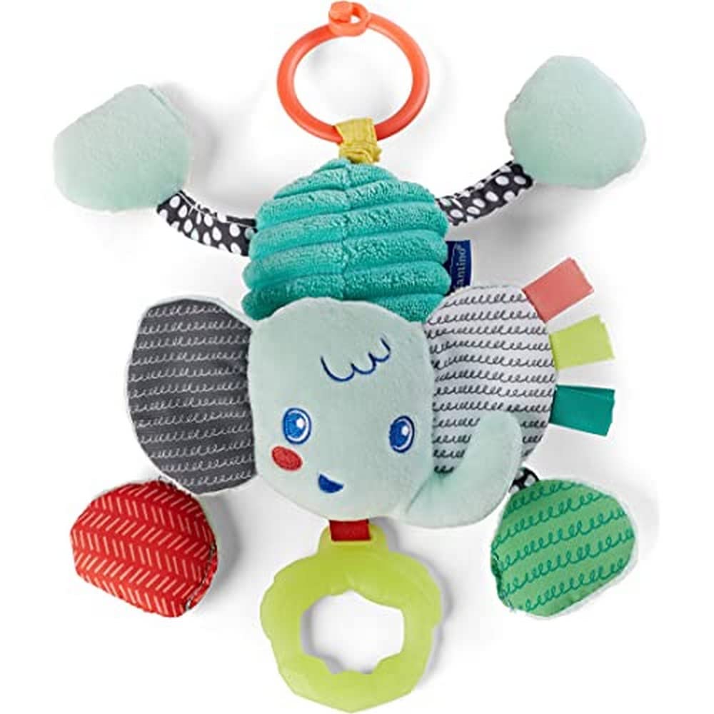 INFANTINO Pull & Shake Jittery Pal Elephant, Blue and Colourful