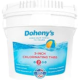 Doheny&rsquo;s 3-Inch Stabilized Chlorine Tablets for Sanitizing Swimming Pools | 99% Pure Tri-Chlor, 90% Available Chlorine | Long-Lasting, UV-Protected, Slow-Dissolving | Individually Wrapped 25lb Bucket