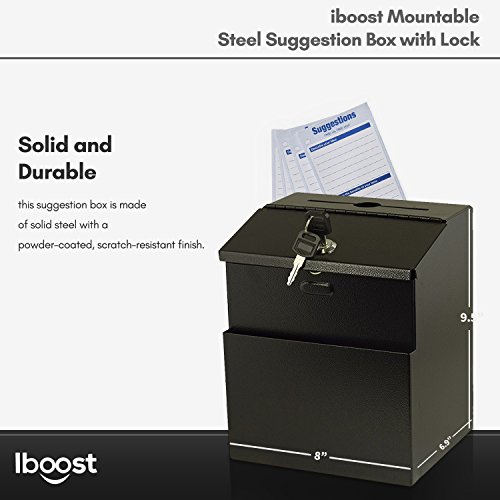 iBoost Suggestion Box with Mounting Hardware, Lock, & 2 Keys