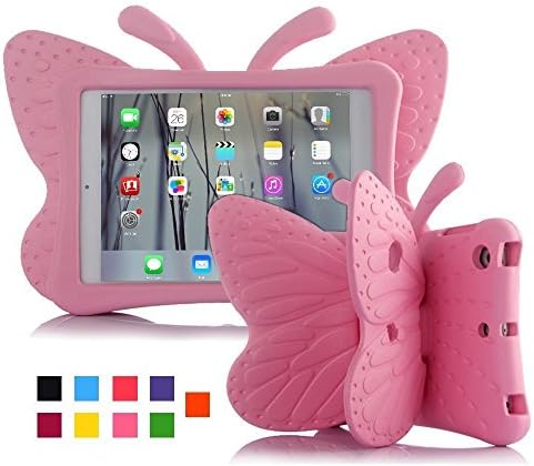 iPad Mini 4 3 2 1 Kids Case Kids Proof Shockproof Protective Case Lightweight Durable EVA Butterfly Cartoon Stand Case for iPad Mini 1/2/3/4 7.9 Inch by RICKI NOT for iPad 2 3 4 or iPad Air (Pink)