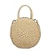 HOSPORT Women Straw Handbag Round Straw Woven Shoulder Bags Beach Zipper Totes