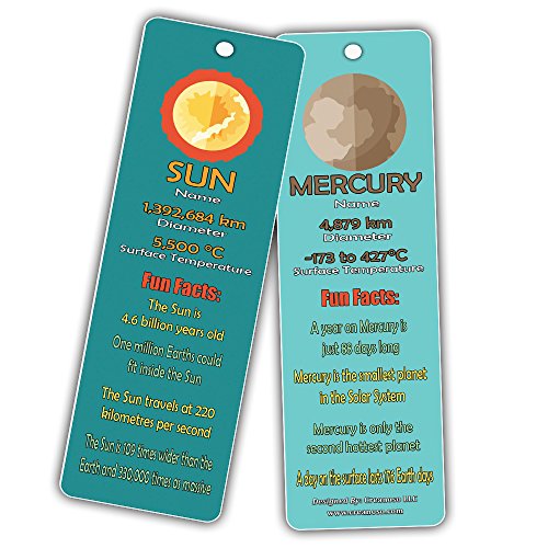 image for Creanoso Outer Space Planets Universe Fun Facts Bookmark Cards (60-Pac