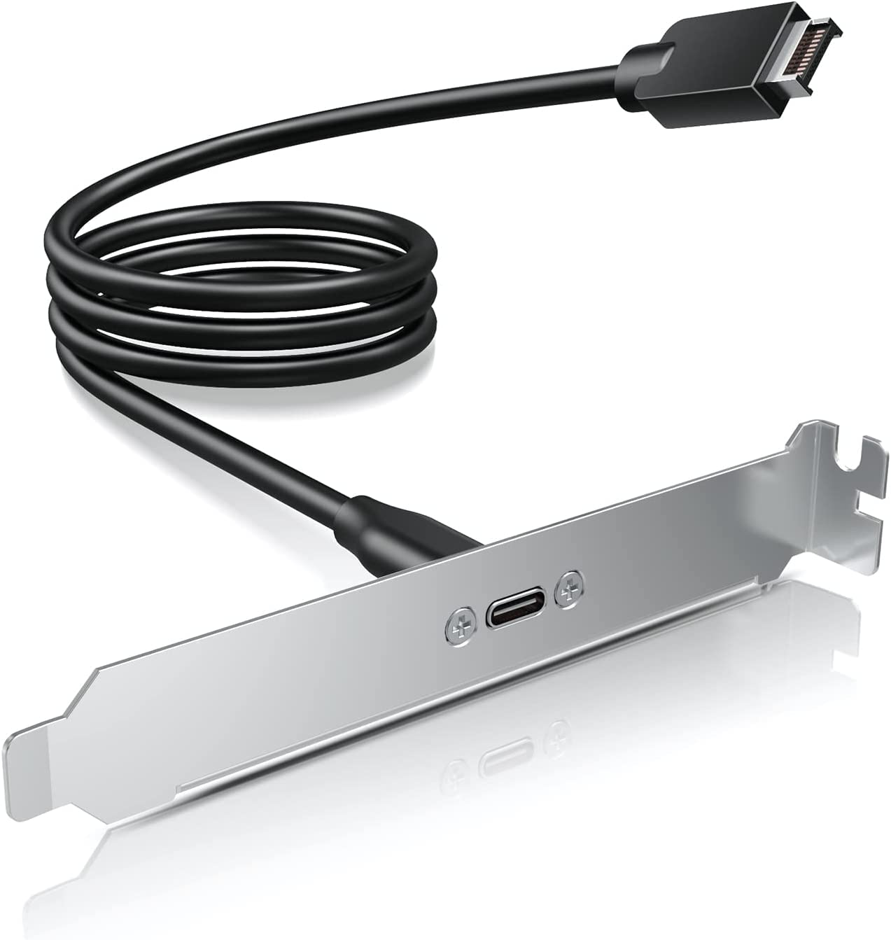 GRAUGEAR Type-E to Type-C® Female Adapter Extension Cable with PCI Slot Bracket USB-C USB 3.2 Gen2 10Gbps Cable Length 50 cm Key-A 20-pin Header G-AD-ETC-10G