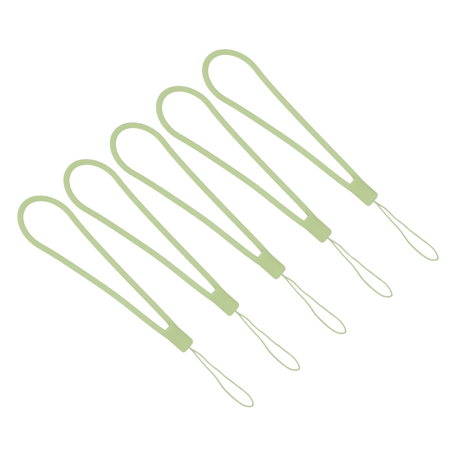PATIKIL 18.5cm Wrist Strap Lanyards, 5 Pcs Silicone Short Soft Neck Lanyard Hand Wristlet String Badge Lanyard for Cellphone USB Key Chain Camera, Green Style 2