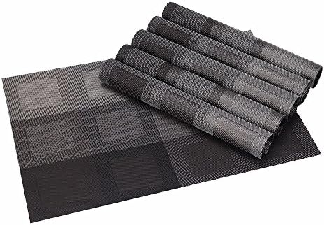 EUTTEUM 6PC Placemats Quick-drying Placemats PVC Dining Room Table Mat Heat Insulation Kitchen/ Dining