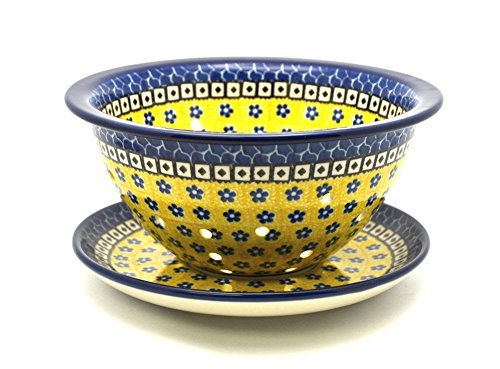 Polish Pottery Berry Bowl with Saucer - Sunburst