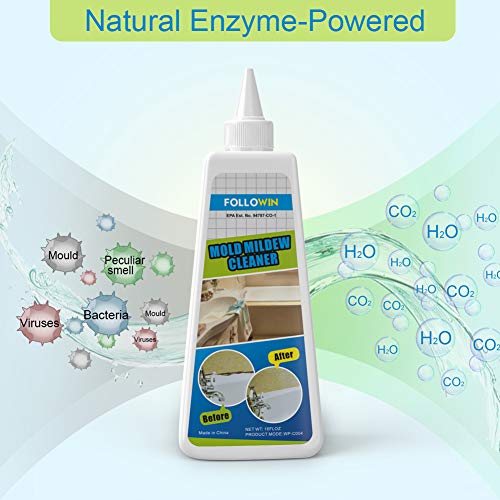 FOLLOWIN Mold & Mildew Remover Gel Miracle Household Cleaner Caulk Wall Bathroom Shower Mold Stain Cleaner Fast Acting & Odor Free -16 oz