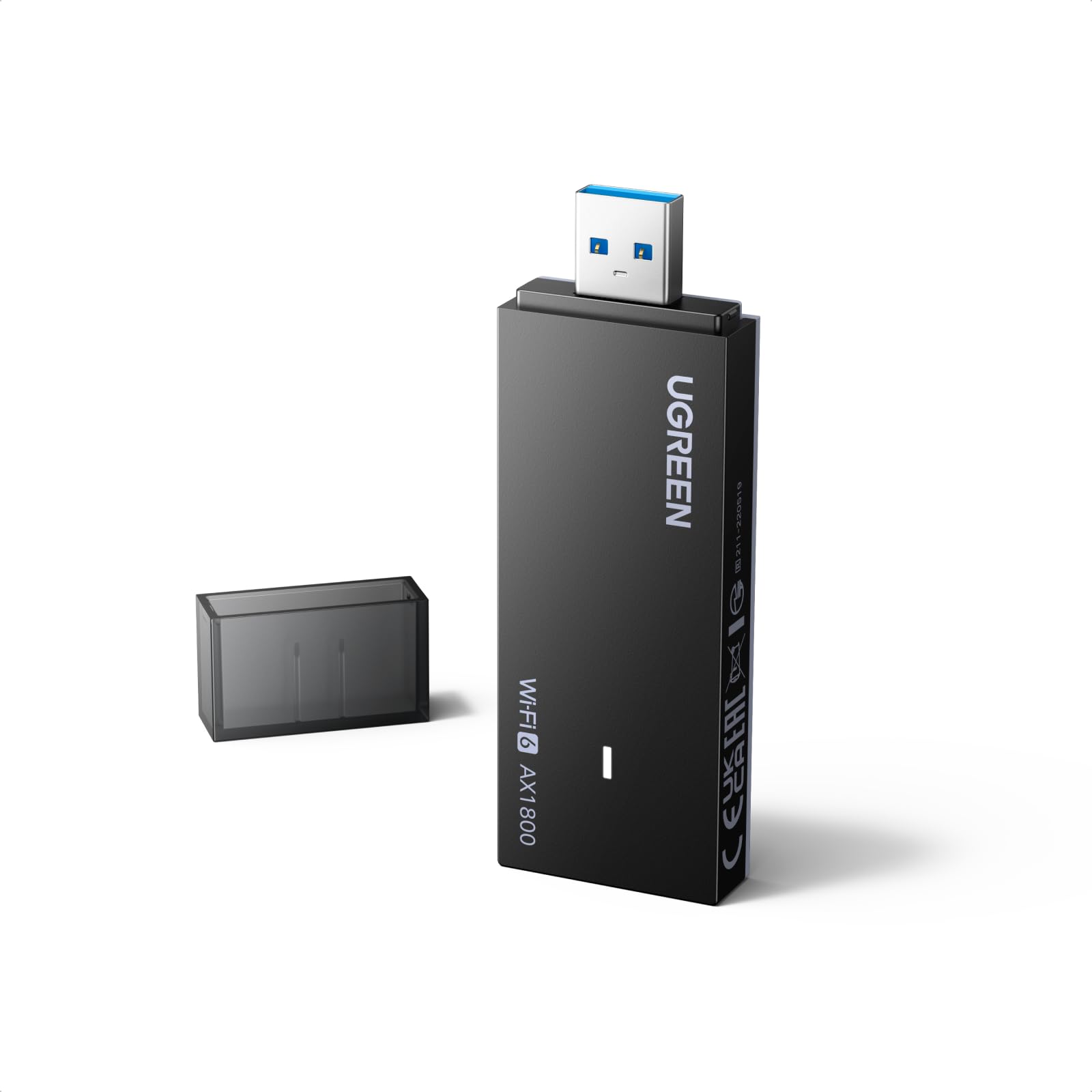 UGREEN WLAN Stick für PC WiFi 6 AX1800 WLAN Adapter PC Dual Band 5GHz/2.4GHz, USB WLAN Stick eingebauter Treiber, OFDMA+MU-MIMO, WPA3-SAE, WiFi Dongle kompatibel mit Windows 11/10.
