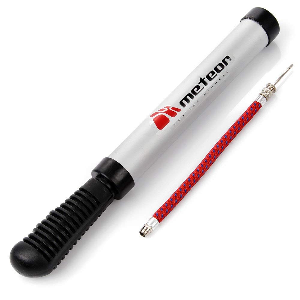 Meteor Ball Pump with Flexible Hose and Needle Inflator All Types of Balls and Sports Football Volleyball Basketball Handball Rugby, Aluminium