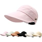 Tefelory Sun Visor Hats for Women Summer UV Protection Adjustable Foldable Wide Brim Empty Top Cap for Outdoor Beach