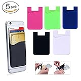 YUYIKES Back 3M Adhesive Sticker SIM/ID/Credit Card Pocket Pouch Holder For All iPhone, iPod Touch, Samsung Galaxy S  Android Smart Phones (5PCS Mix Color)
