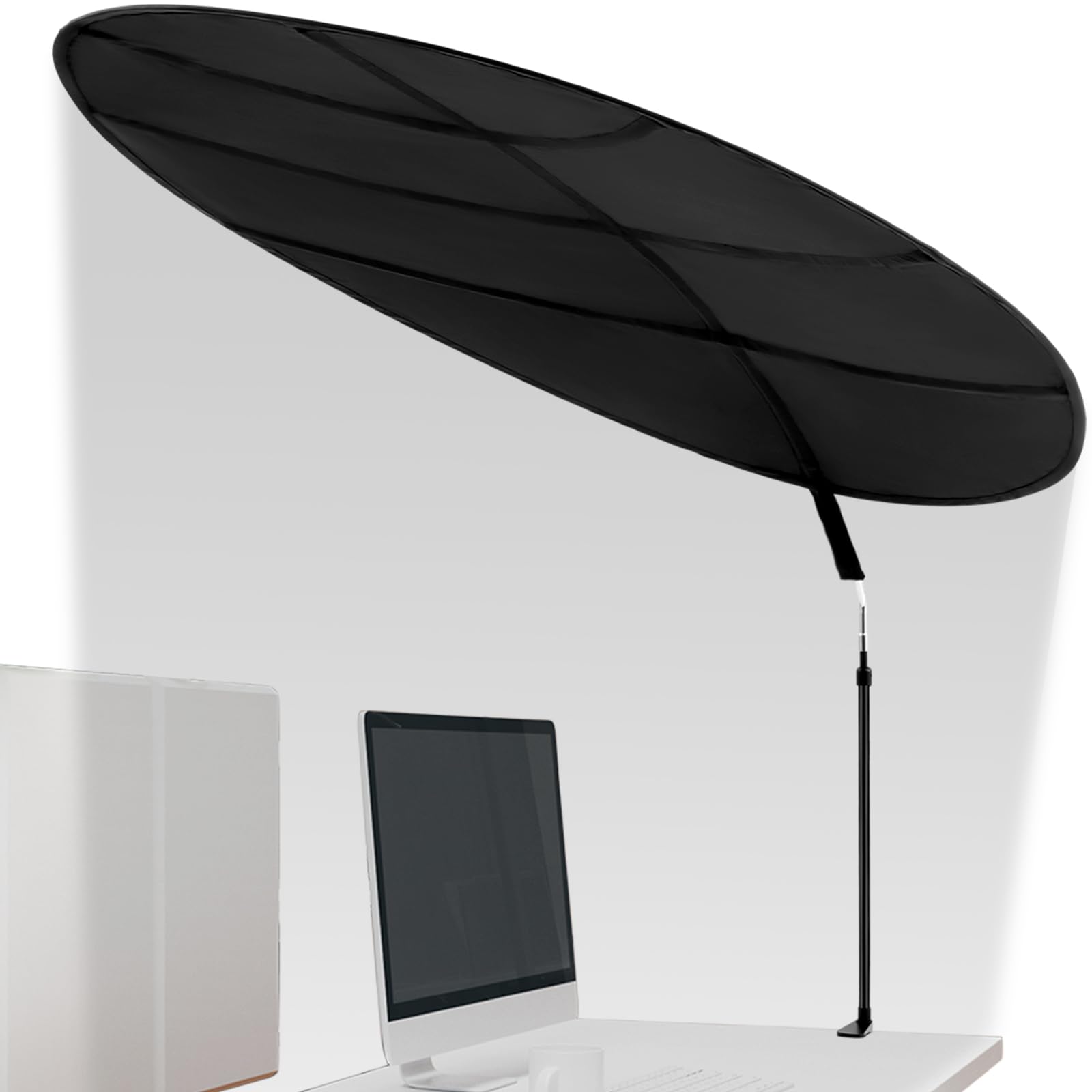 Photo 1 of Juexica 51'' Adjustable Office Cubicle and Desk Shade, Large Portable Cubicle Light Shade with Clamp, Foldable Rotatable Canopy Blocks Light or Disturbance for Working Accessories, Black