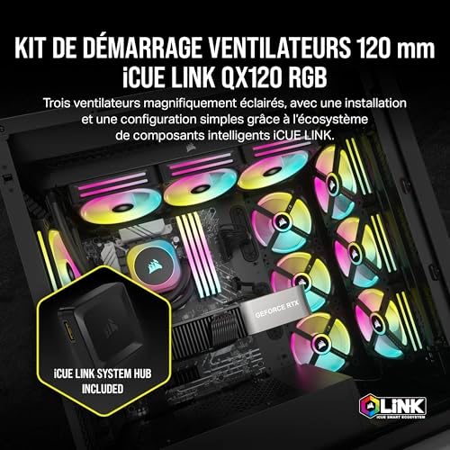 iCUE LINK QX120 RGB à Dôme Magnétique de 120mm Ventilateurs - Noir