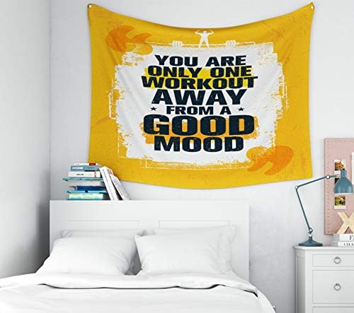 ROOLAYS Home Art Decor Wall Hanging Tapestry You are Only Workout Away from Good Mood Inspiring Fitness Gym Motivation Quote Creative with 60x50 Inches for Living Room Dorm Background Tapestries