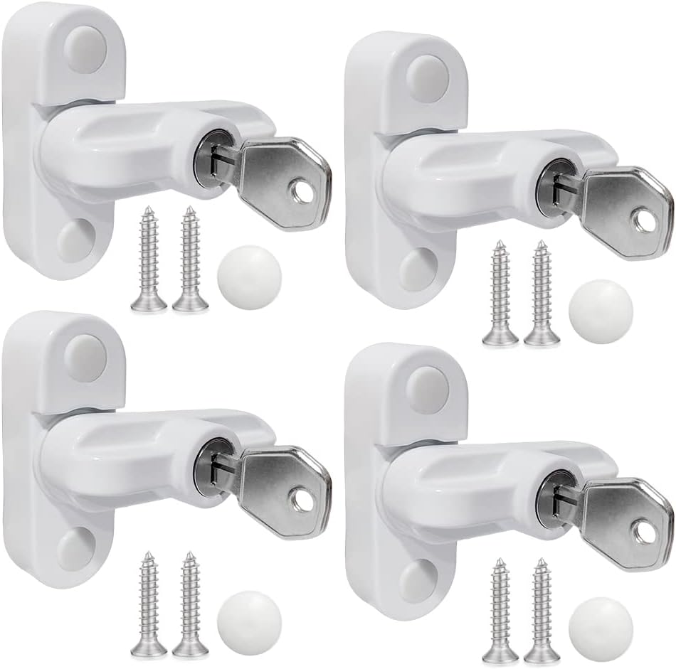 Aongray 4pk Zinc Sash Jammer Locks for uPVC Windows Doors Home Security White
