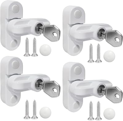 Aongray 4pk Zinc Sash Jammer Locks for uPVC Windows Doors Home Security White