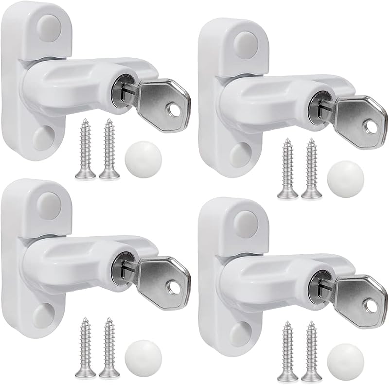 Aongray 4pk Zinc Sash Jammer Locks for uPVC Windows Doors Home Security White