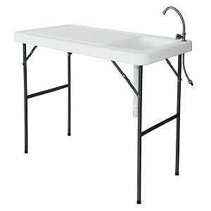 Z ZTDM Outdoor Garden Folding Portable Fish Fillet & Hunting & Cutting Table with Sink Faucet