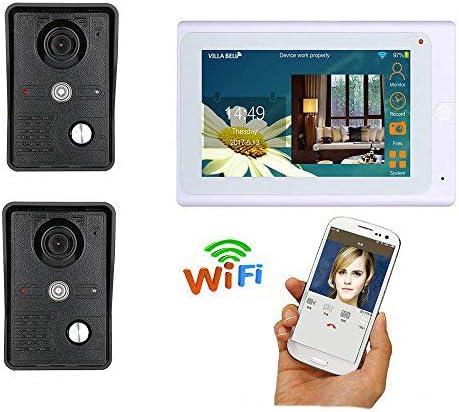 MOUNTAINONE 7inch Wireless/Wired WiFi IP Video Door Phone Doorbell Intercom Entry System with 2xHD IR-Cut 1000TVL Wired Camera Night Vision,Support Remote APP Unlocking,Recording,Snapshot