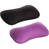 2 Pack Microbead Neck Pillow Squishy, Bone Headrest Pillow Neck & Cervical Support Bolster Cushion Comfortable Soft Universal Tube Pillow for Home Sofa Bed Travel Car Sleeping (Black + Purple)