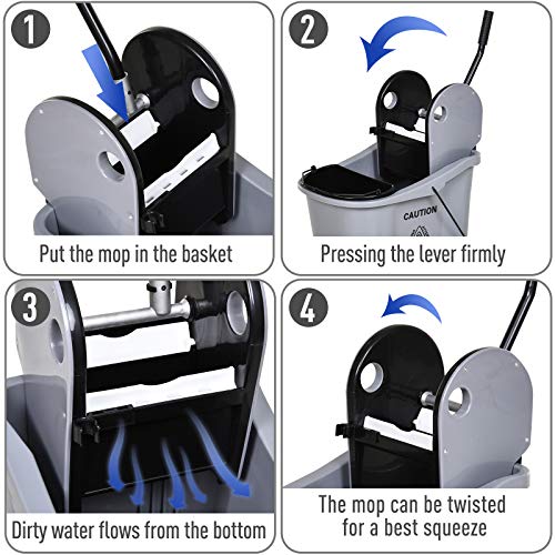 9.5 Gallon (38 Quart) Mop Bucket with Wringer Cleaning Cart, 4