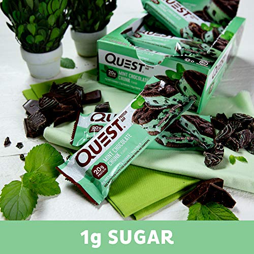 Quest Nutrition Mint Chocolate Chunk Protein Bars, High Protein, Low Carb, Gluten Free, Keto