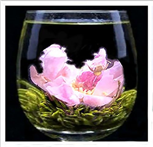 Organic 100% Natural Raw 12 Blooming Green Tea Balls Gift Bag with Rose , Globe Amaranth and Peony Flowers
