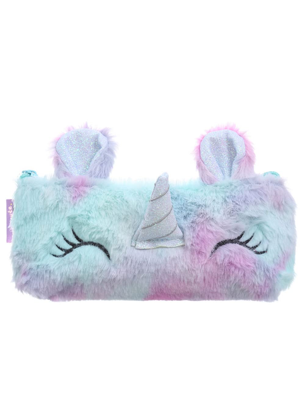 JIANGLAI Unicorn Pencil Case for Girls, Plush Unicorn Zipper Pen Pouch, Large Capacity Cute Makeup Bag, Girls Cosmetic Pouch Bag Stationery Pouch for Gift, School Home Use (Purple)