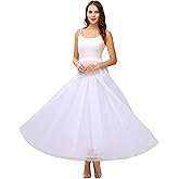LSSAWZH Women Crinoline Petticoat A-Line Underskirt, Hoopless 4 Layers Floor Length Petticoat Slip for Ball Gown, Wedding Bridal Dress