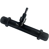 CBTLYSK Ozone Venturi Injector,（Black PVDF Material） 3/4" NPT Inlets/Outlets, 1/4" Ozone Injection Port, for Cold Plunge, Spa, Pool Circulation Pumps or Irrigation