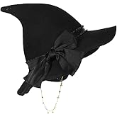 Halloween Witch Hat Rose Bow Black Witch Hat Costume Cosplay Make up Gothic Halloween Lolita Headwear Costume Accessories