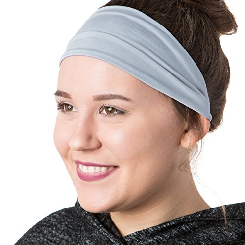 Hipsy Adjustable & Stretchy Basic Xflex Wide Headbands for Women Girls & Teens (3pk Basic Black/Dark Grey/Light Grey)