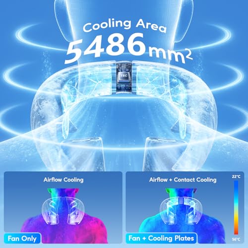 Yannovus Portable Neck Fan with Cooling Plates, 6000mAh Neck Fans Rechargeable with 1-100 Speed Control, Bladeless Cooling Fan with Digital Display, Adjustable Air Outlets for Travel Outdoor