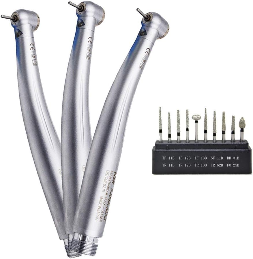 3PCS LED High Speed Push Button 2 Holes with 10pcs Diamond Burs