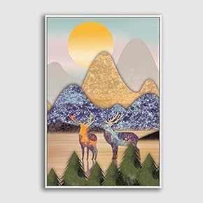 Framed Canvas Home Artwork Decoration Abstract Scenery Canvas Wall Art for Living Room, Bedroom - 16x24 inches