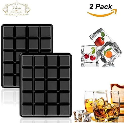 Ice Cube Tray 2.5 cm Silicone Moulds/Whiskey Squares, 20 per Tray -40 Piece, Set of 2