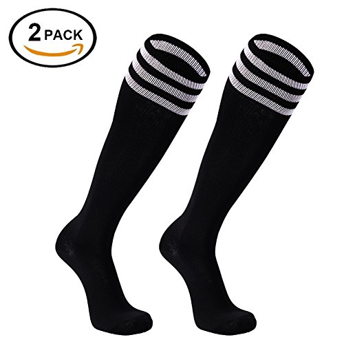 Soccer Socks, FOOTPLUS Unisex Knee High Triple Stripe Football Socks, 2/6/10 Pairs