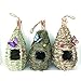 AROMA TREES Set of 3 Bird Hut 9” x 4”, Hand Woven Small Hanging Birdhouses Hummingbird Nesting Chickadee House, Wren Nest Fiber, Bird Hideaway Sparrow House for Finch & Canary