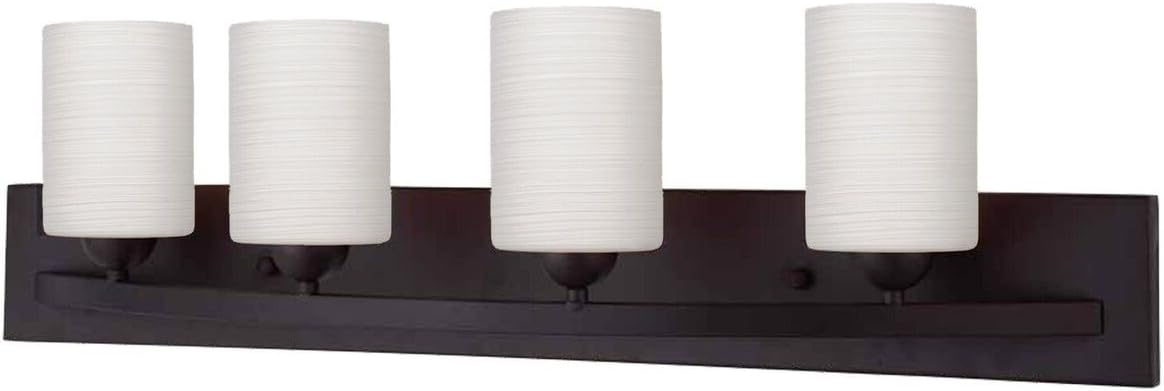 Merida Modern 4-Light Bathroom Vanity Wall Interior Light Fixture Line Painted Glass Shade - Oil Rubbed Bronze