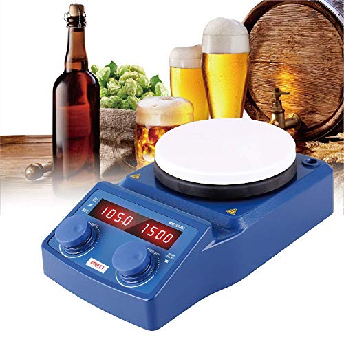Four E's 5 Inch LED Digital Hotplate Magnetic Stirrer with Ceramic Coated Plate 100-1500RPM,5L, 600W for Scientific Laboratory - US Plug (Renewed)