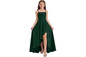 Junior Bridesmaid Long Dresses Teen Girls a Line Dress Chiffon Formal Ruffles Skirt Skater School Recital Dress